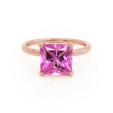 PARIS - Chatham® Princess Pink Sapphire & Diamond 18k Rose Gold Petite Hidden Halo
