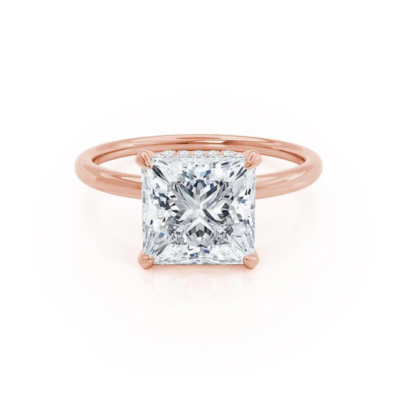 PARIS - Princess Lab Diamond 18k Rose Gold Petite Hidden Halo