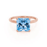 PARIS - Chatham® Princess Aqua Spinel & Diamond 18k Rose Gold Petite Hidden Halo