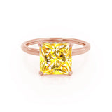 PARIS - Chatham® Princess Yellow Sapphire & Diamond 18k Rose Gold Petite Hidden Halo