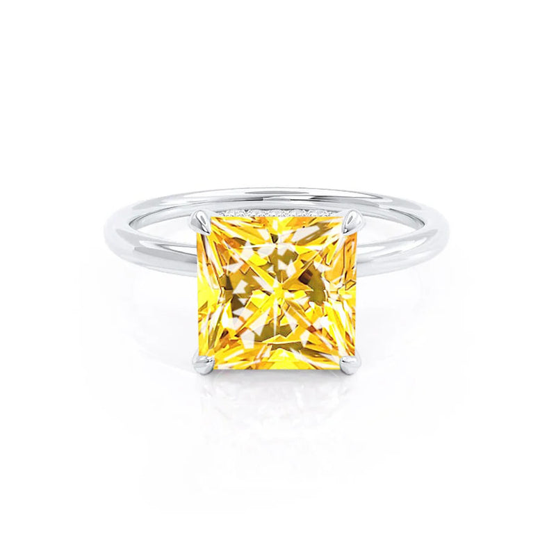 PARIS - Chatham® Princess Yellow Sapphire & Diamond 950 Platinum Petite Hidden Halo