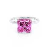 PARIS - Chatham® Princess Pink Sapphire & Diamond 18k White Gold Petite Hidden Halo