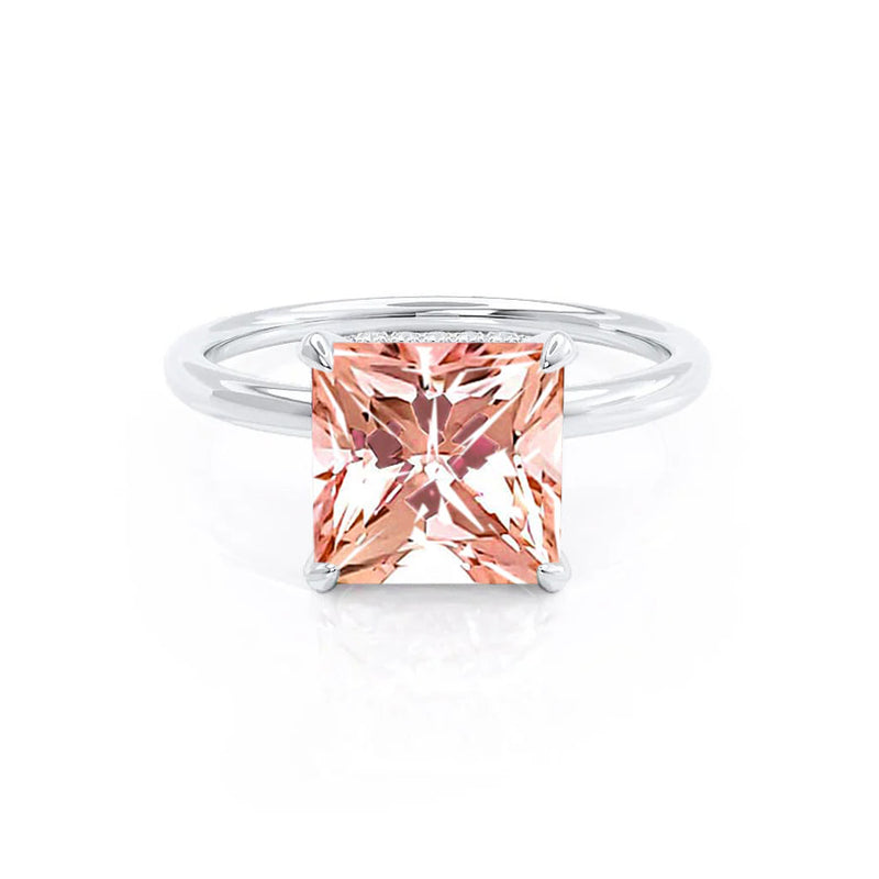 PARIS - Chatham® Princess Champagne Sapphire & Diamond 950 Platinum Petite Hidden Halo