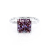 PARIS - Chatham® Princess Alexandrite & Diamond 18k White Gold Petite Hidden Halo