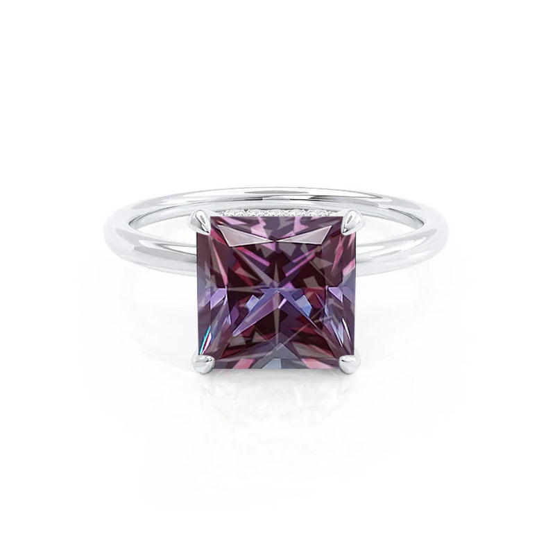 PARIS - Chatham® Princess Alexandrite & Diamond 18k White Gold Petite Hidden Halo