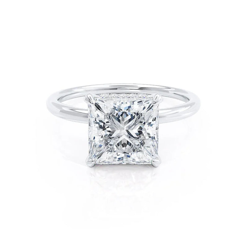 PARIS - Princess Lab Diamond 18k White Gold Petite Hidden Halo