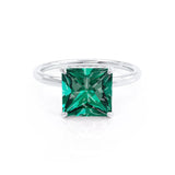 PARIS - Chatham® Princess Emerald & Diamond 18k White Gold Petite Hidden Halo