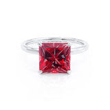 PARIS - Chatham® Princess Ruby & Diamond 18k White Gold Petite Hidden Halo