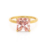 PARIS - Chatham® Princess Champagne Sapphire & Diamond 18k Yellow Gold Petite Hidden Halo