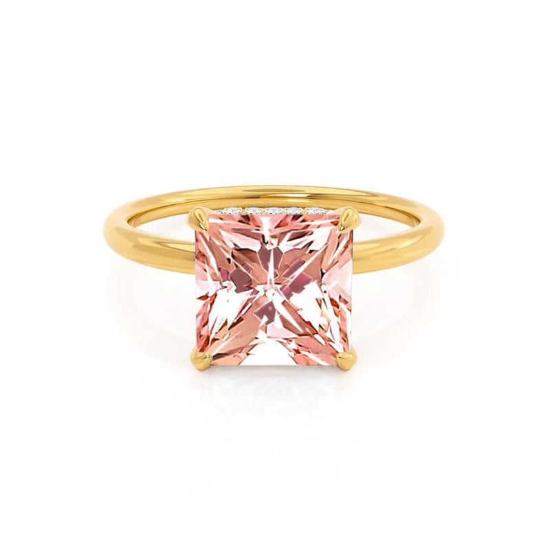 PARIS - Chatham® Princess Champagne Sapphire & Diamond 18k Yellow Gold Petite Hidden Halo