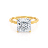 PARIS - Princess Lab Diamond 18k Yellow Gold Petite Hidden Halo