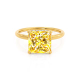 PARIS - Chatham® Princess Yellow Sapphire & Diamond 18k Yellow Gold Petite Hidden Halo