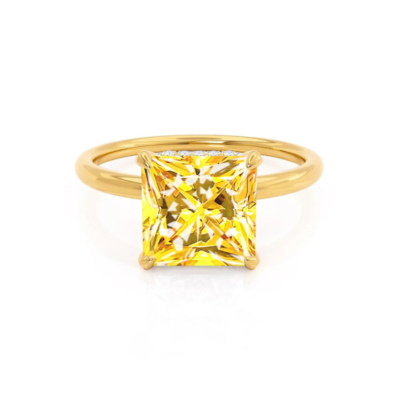 PARIS - Chatham® Princess Yellow Sapphire & Diamond 18k Yellow Gold Petite Hidden Halo