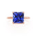 PARIS - Princess Blue Sapphire & Diamond 18k Rose Gold Petite Hidden Halo