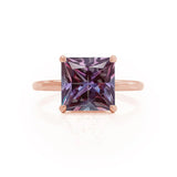 PARIS - Chatham® Princess Alexandrite & Diamond 18k Rose Gold Petite Hidden Halo