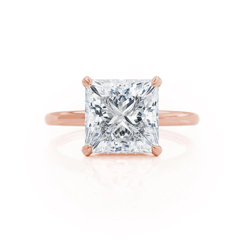 PARIS - Princess Lab Diamond 18k Rose Gold Petite Hidden Halo