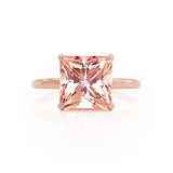 PARIS - Chatham® Princess Champagne Sapphire & Diamond 18k Rose Gold Petite Hidden Halo