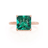 PARIS - Chatham® Princess Emerald & Diamond 18k Rose Gold Petite Hidden Halo
