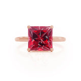 PARIS - Chatham® Princess Ruby & Diamond 18k Rose Gold Petite Hidden Halo