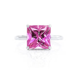 PARIS - Chatham® Princess Pink Sapphire & Diamond 18k White Gold Petite Hidden Halo
