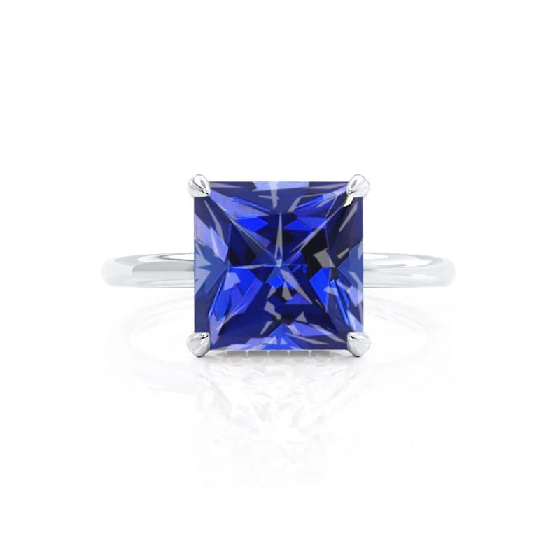 PARIS - Chatham® Princess Blue Sapphire & Diamond 950 Platinum Petite Hidden Halo