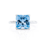 PARIS - Chatham® Princess Aqua Spinel & Diamond 950 Platinum Petite Hidden Halo