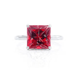 PARIS - Chatham® Princess Ruby & Diamond 18k White Gold Petite Hidden Halo