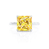 PARIS - Chatham® Princess Yellow Sapphire & Diamond 950 Platinum Petite Hidden Halo