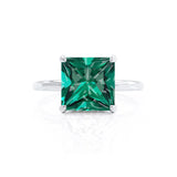 PARIS - Chatham® Princess Emerald & Diamond 18k White Gold Petite Hidden Halo