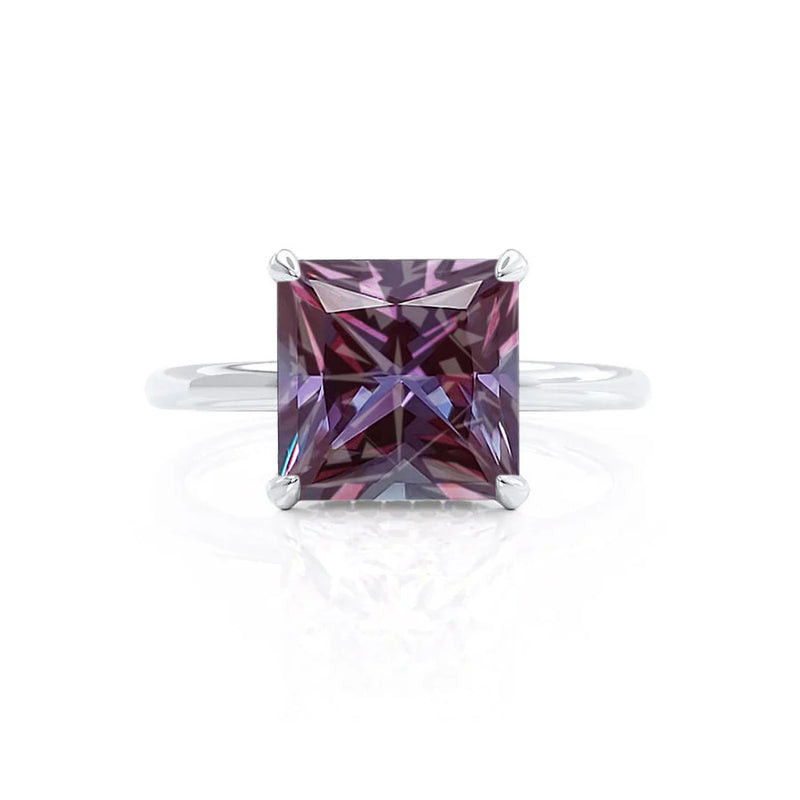 PARIS - Chatham® Princess Alexandrite & Diamond 18k White Gold Petite Hidden Halo
