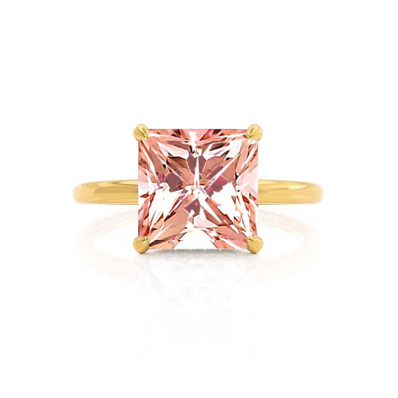 PARIS - Chatham® Princess Champagne Sapphire & Diamond 18k Yellow Gold Petite Hidden Halo