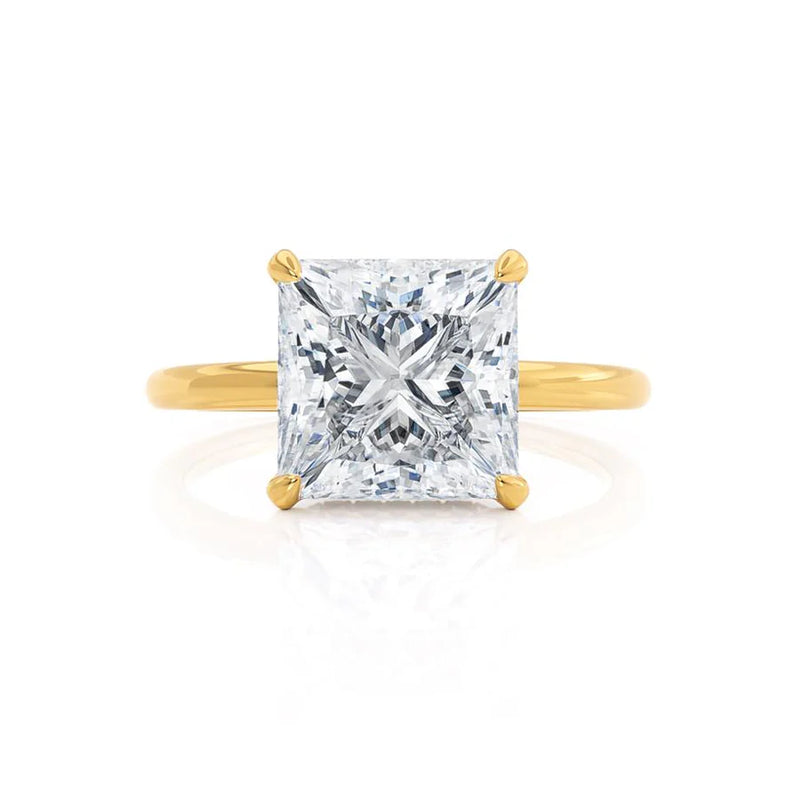 PARIS - Princess Lab Diamond 18k Yellow Gold Petite Hidden Halo