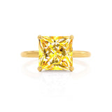PARIS - Chatham® Princess Yellow Sapphire & Diamond 18k Yellow Gold Petite Hidden Halo