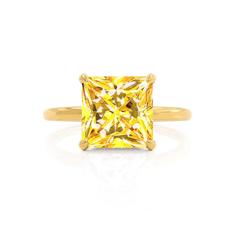 PARIS - Chatham® Princess Yellow Sapphire & Diamond 18k Yellow Gold Petite Hidden Halo