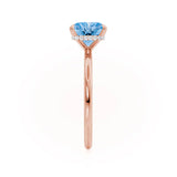 PARIS - Chatham® Princess Aqua Spinel & Diamond 18k Rose Gold Petite Hidden Halo