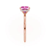 PARIS - Chatham® Princess Pink Sapphire & Diamond 18k Rose Gold Petite Hidden Halo