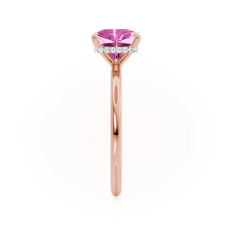 PARIS - Chatham® Princess Pink Sapphire & Diamond 18k Rose Gold Petite Hidden Halo