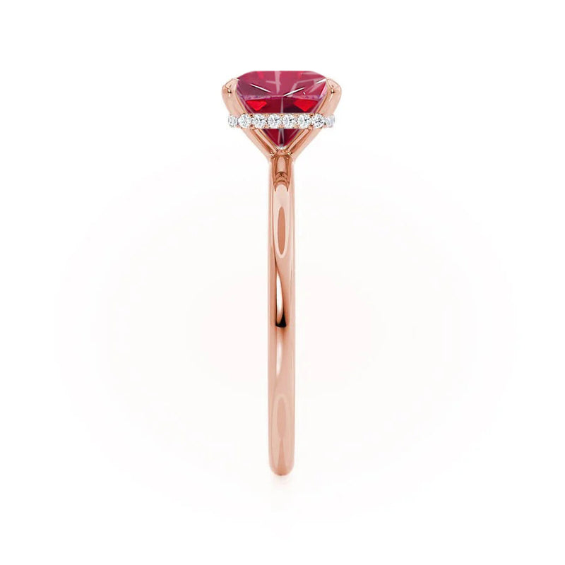 PARIS - Chatham® Princess Ruby & Diamond 18k Rose Gold Petite Hidden Halo