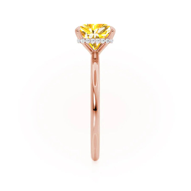 PARIS - Chatham® Princess Yellow Sapphire & Diamond 18k Rose Gold Petite Hidden Halo
