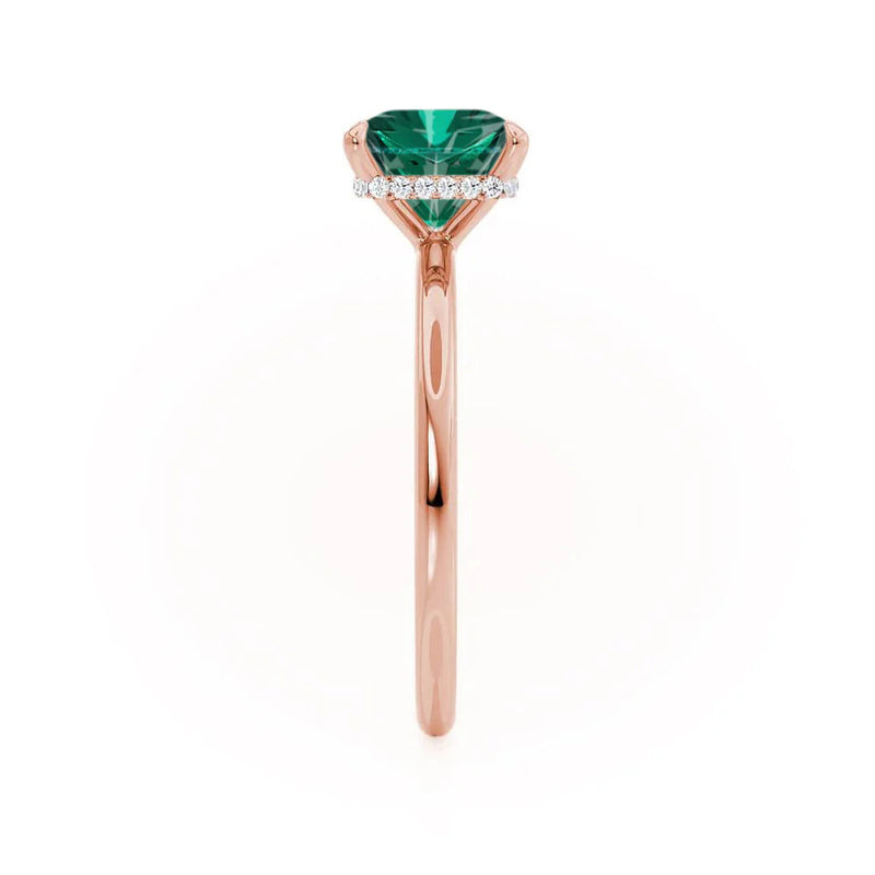 PARIS - Chatham® Princess Emerald & Diamond 18k Rose Gold Petite Hidden Halo