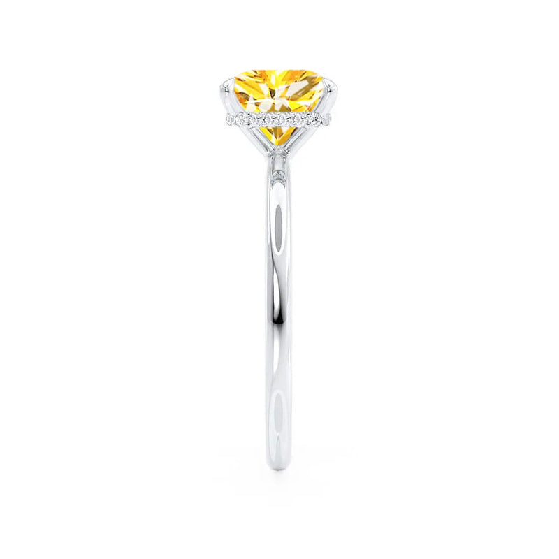 PARIS - Chatham® Princess Yellow Sapphire & Diamond 950 Platinum Petite Hidden Halo