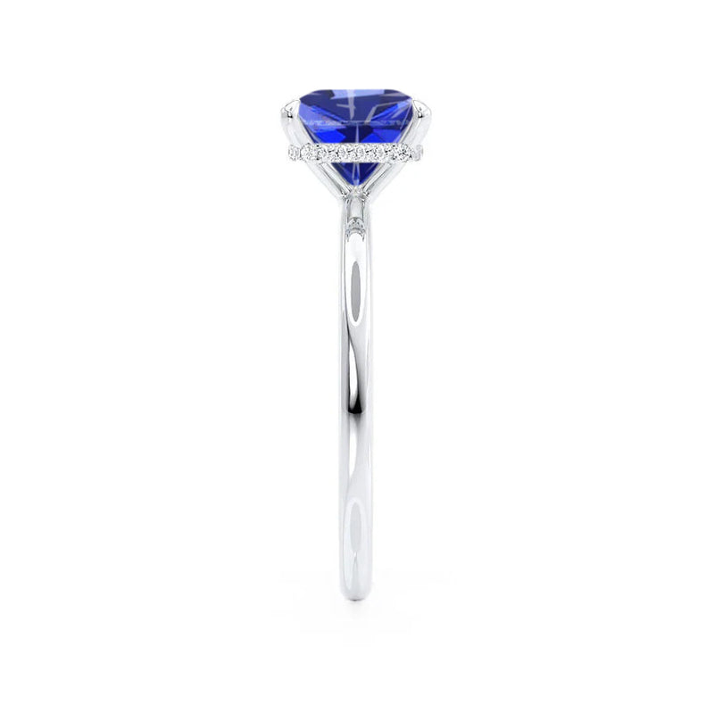 PARIS - Chatham® Princess Blue Sapphire & Diamond 18k White Gold Petite Hidden Halo