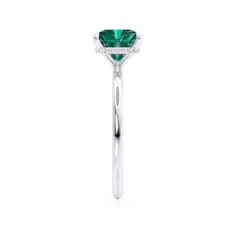PARIS - Chatham® Princess Emerald & Diamond 18k White Gold Petite Hidden Halo