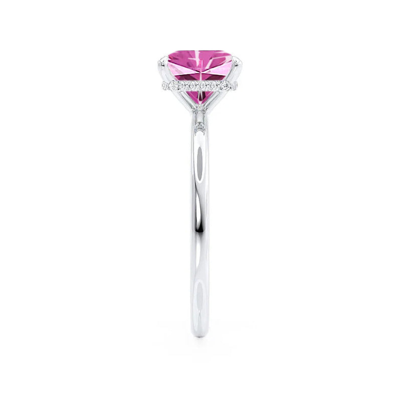 PARIS - Chatham® Princess Pink Sapphire & Diamond 18k White Gold Petite Hidden Halo