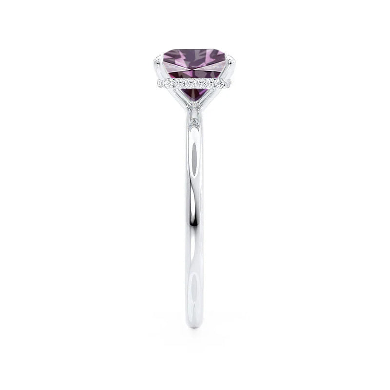 PARIS - Chatham® Princess Alexandrite & Diamond 18k White Gold Petite Hidden Halo