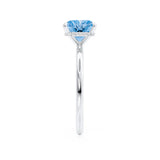 PARIS - Chatham® Princess Aqua Spinel & Diamond 950 Platinum Petite Hidden Halo