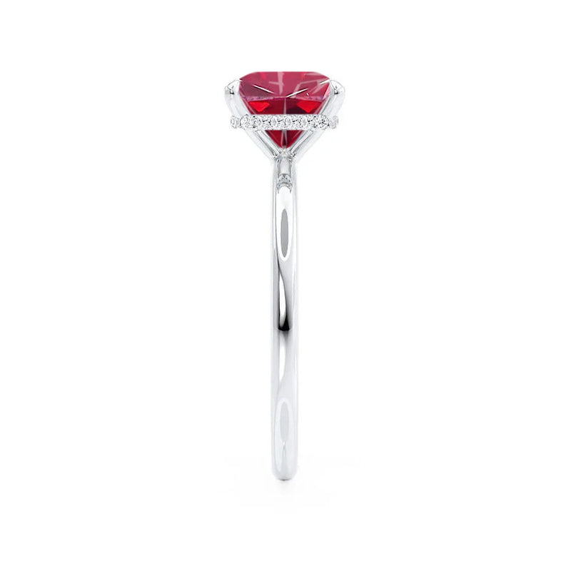 PARIS - Chatham® Princess Ruby & Diamond 18k White Gold Petite Hidden Halo