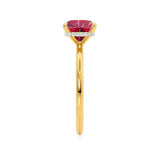 PARIS - Chatham® Princess Ruby & Diamond 18k Yellow Gold Petite Hidden Halo