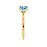 PARIS - Chatham® Princess Aqua Spinel & Diamond 18k Yellow Gold Petite Hidden Halo