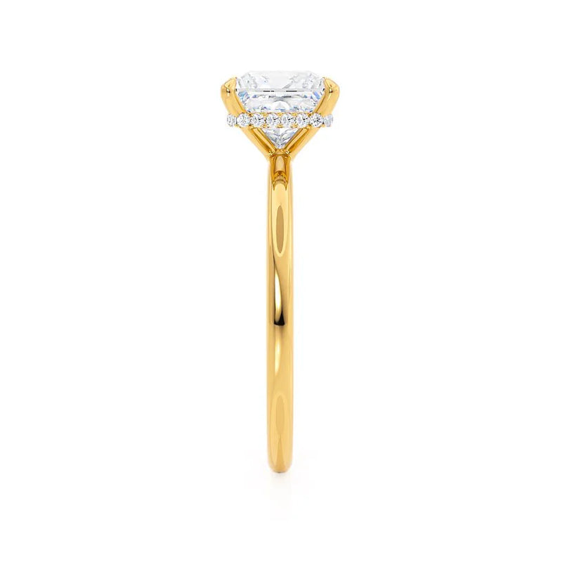 PARIS - Princess Lab Diamond 18k Yellow Gold Petite Hidden Halo